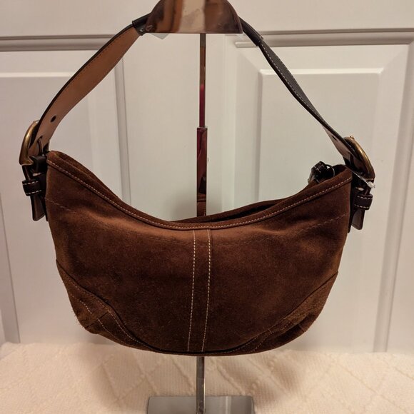 Rare Coach Handbag Brown Hobo Suede 9503 - Picture 3 of 11